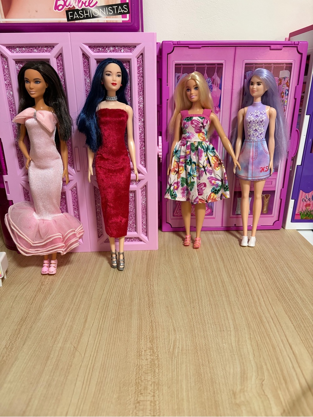 Barbie Multi-Style Doll Dresses Set — Pink, Red, Floral, Lavender